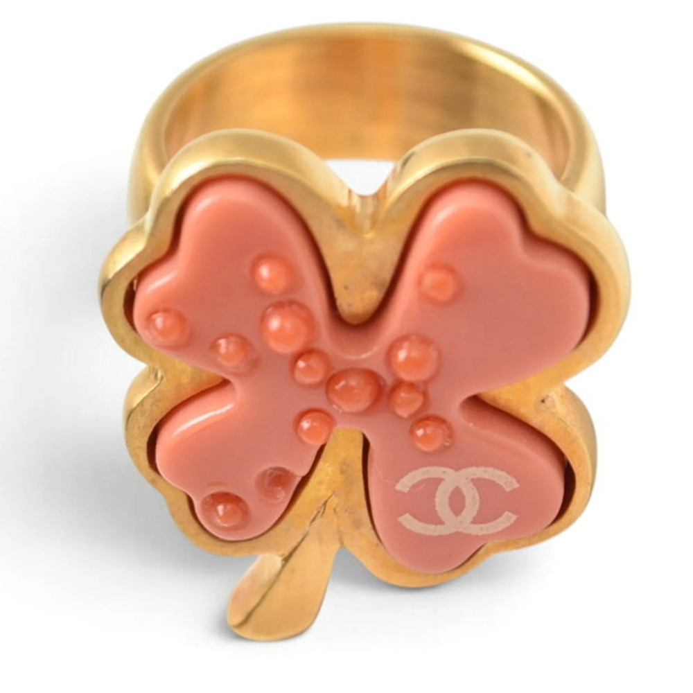 Chanel ring, CHANEL Coco Mark flower motif, pink gold, size 12.5